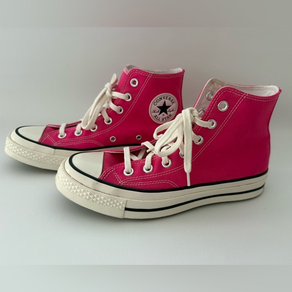 Converse High Top Sneakers Hot Pink Womens Size 8 - Picture 3 of 5